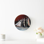 船が帆を下ろす ラウンド壁時計 (ホーム)