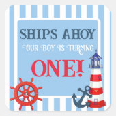 船が来たぞ我が子は向きを変えろ!最初の誕生日 スクエアシール (正面)