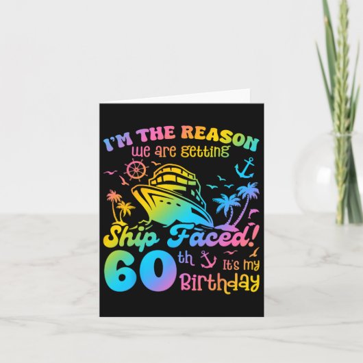 船が直面した私の60誕生日のクルージング船のTri カード (正面)