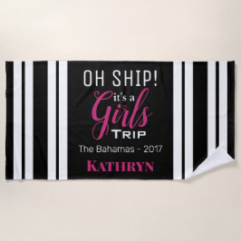 船だ！女の子の旅だ ビーチタオル