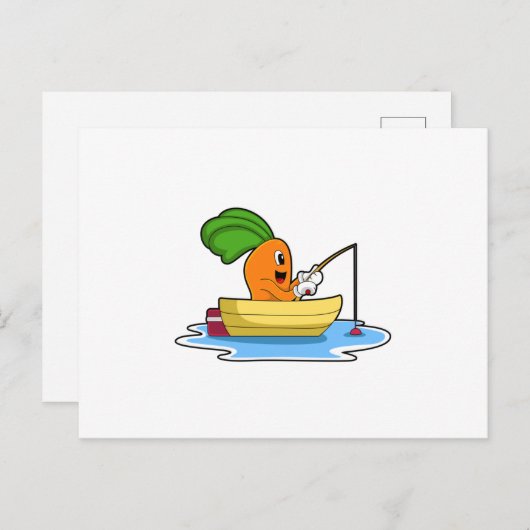 船で釣りをしながら人参 ポストカード (正面/裏面)