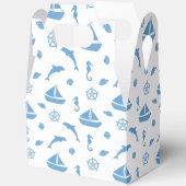 船とイルカ航海の模様ブルーホワイト フェイバーボックス (見開き)