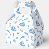 船とイルカ航海の模様ブルーホワイト フェイバーボックス (裏面)