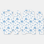 船とイルカ航海の模様ブルーホワイト フェイバーボックス (見開き)