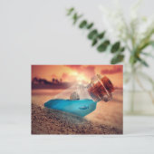 船とサメをボトル ポストカード (スタンド正面)