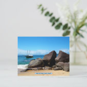 船とビーチ、パラティ、ブラジル ポストカード (スタンド正面)