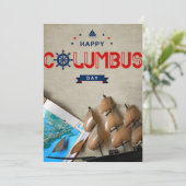 船と地図 ハッピーコロンブスデー 招待状 (スタンド正面)