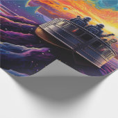 船と惑星を持つファンタジーの風景 ラッピングペーパー (角)