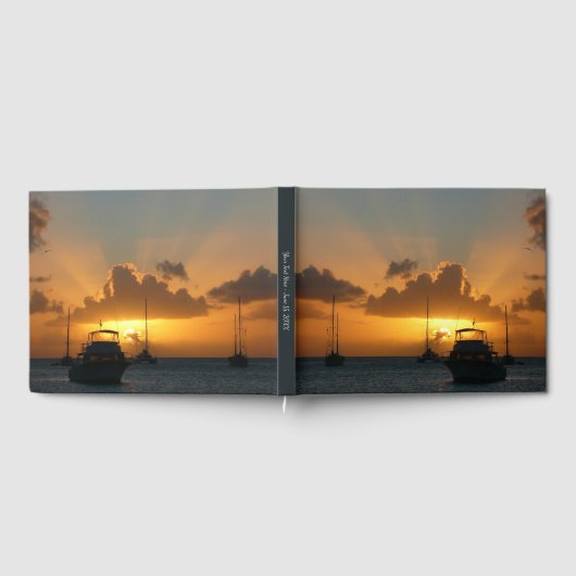 船と日没の熱帯海 ゲストブック (全面)