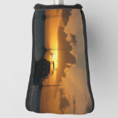 船と日没の熱帯海 ゴルフヘッドカバー (回転90)