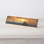 船と日没の熱帯海 デスクネームプレート (正面)