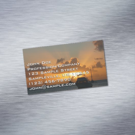 船と日没の熱帯海 マグネット名刺 (インサイチュ)