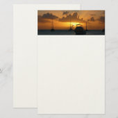 船と日没の熱帯海 便箋 (正面/裏面)