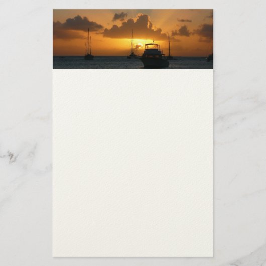 船と日没の熱帯海 便箋 (正面)