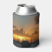 船と日没の熱帯海 缶クーラー (缶正面)