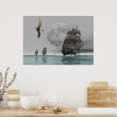 船と月のポスターのペラノドン ポスター (キッチン)