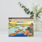 船と月の葛飾北斎 ポストカード (スタンド正面)