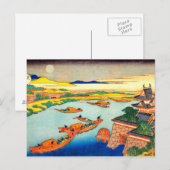 船と月の葛飾北斎 ポストカード (正面/裏面)