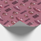 船と木製のライトハウスダスティプラム ラッピングペーパー (角)