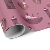 船と木製のライトハウスダスティプラム ラッピングペーパー (ロールコーナー)