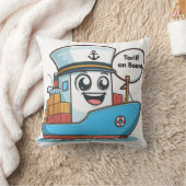 船によくはしゃぐ搭載された青い風刺貨物船関税 クッション (ブランケット)