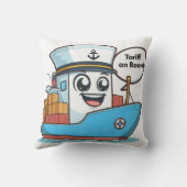 船によくはしゃぐ搭載された青い風刺貨物船関税 クッション (裏面)