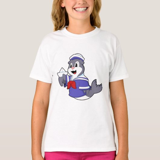 船に乗った水兵のアザラシ Tシャツ (正面)