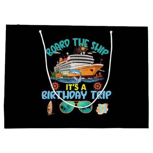 船に乗って誕生日旅行だ ラージペーパーバッグ (裏面)