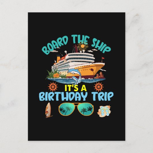 船に乗って誕生日旅行 ポストカード (正面)