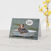 船に乗り込む退職熊 カード (黄色い花)