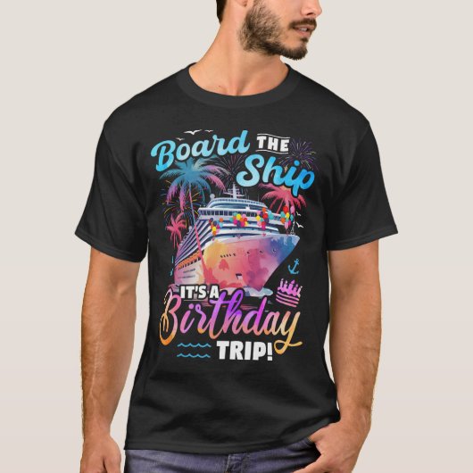 船に乗る誕生日旅行休暇 Tシャツ (正面)