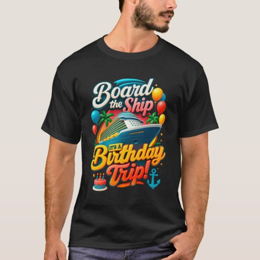 船に乗るIt_s誕生日旅行休暇 Tシャツ (正面)