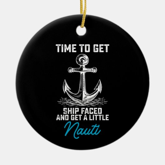 船に向かって小さなナウティクルーリを得る時間 セラミックオーナメント (正面)