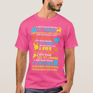 船に読乗って本を読出す Tシャツ
