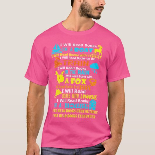 船に読乗って本を読出す Tシャツ (正面)
