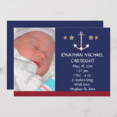 船のいかりの新生児の発表 案内状 (正面/裏面)