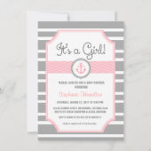 船のいかりの航海のな男の赤ちゃんのシャワー 招待状 (正面)