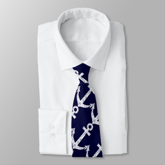 船のいかりパターンが付いている航海のな首のタイ ネクタイ (タイ)