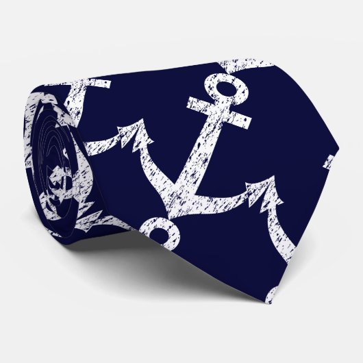 船のいかりパターンが付いている航海のな首のタイ ネクタイ (ロール)