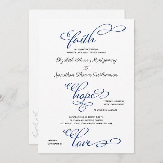 船のいかり信仰ホープ愛のスクリプト結婚の 招待状 (正面/裏面)