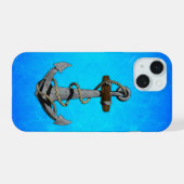 船のアンカー iPhone 15ケース (裏面横)
