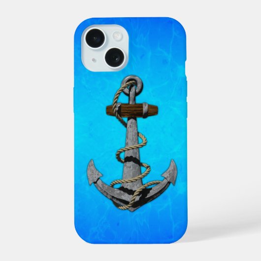 船のアンカー iPhone 15ケース (裏面)