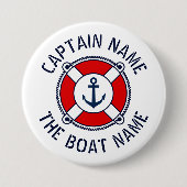 船のキャプテン名red lifebuoy life saver lifebelt 缶バッジ (正面)