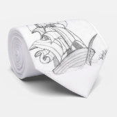 船のスケッチのタイ ネクタイ (ロール)