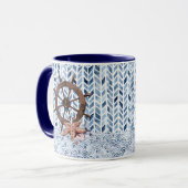 船のハンドル、ヒトデ、パター航海のン マグカップ (正面左)