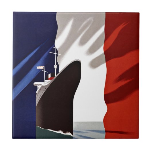 船のフランスのなラインヴィンテージ旅行 タイル (正面)