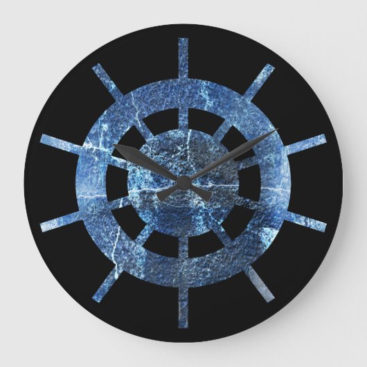 船のヘルムラストメタル ラージ壁時計 (正面)