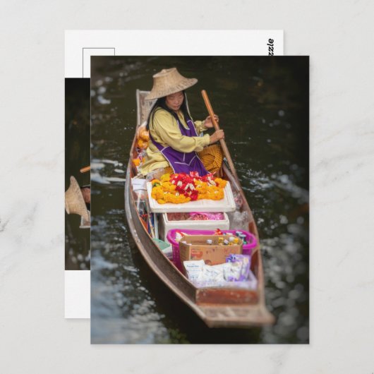 船のベンダー、Damnoen Saduak浮動市場 ポストカード (正面/裏面)