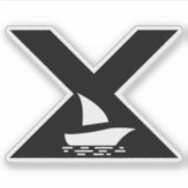 船のモノグラムのXの文字 シール (正面)