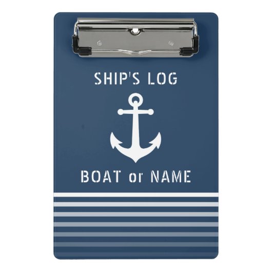 船のログあなたのボート名ヴィンテージ航海のいかり ミニクリップボード (正面)